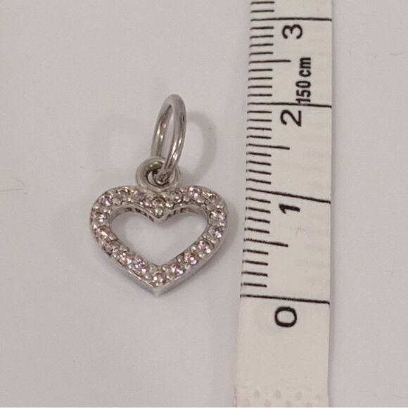 Pandora 925 Silver Pink Rhinestone Dangle Heart Charm Pendant - Picture 7 of 9